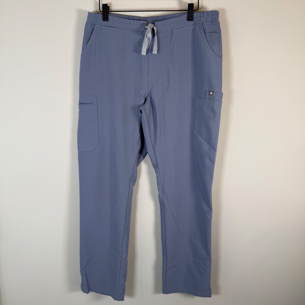 FIGS Pull On Scrub Pants Large Light Blue Grey‎ Cargo Technical Collection